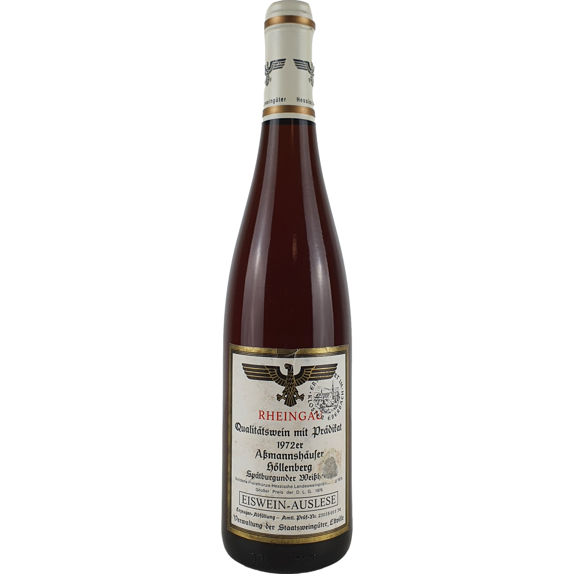 Staatsweingüter Eltville (Kloster Eberbach) - Aßmannshäuser Höllenberg Spätburgunder Weißherbst Eiswein-Auslese  Versteigerung 1972 - 0,7 l AR000804