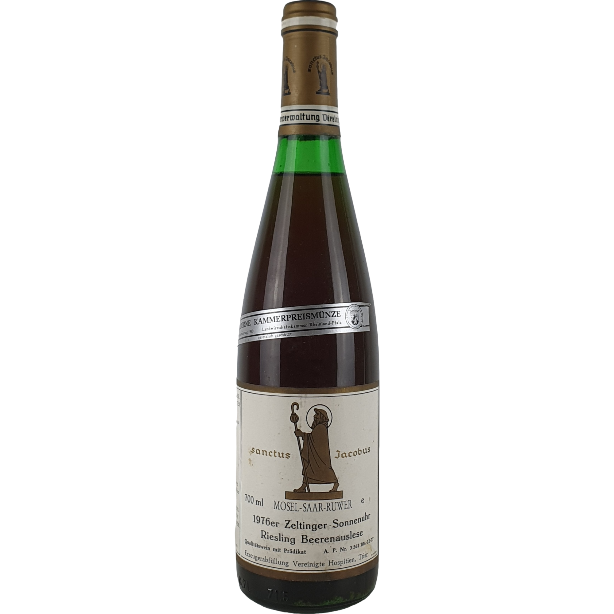 Vereinigte Hospitien (Sanctus Jacobus) - Zeltinger Sonnenuhr Riesling Beerenauslese Goldkapsel  1976 - 0,7 l AR000427