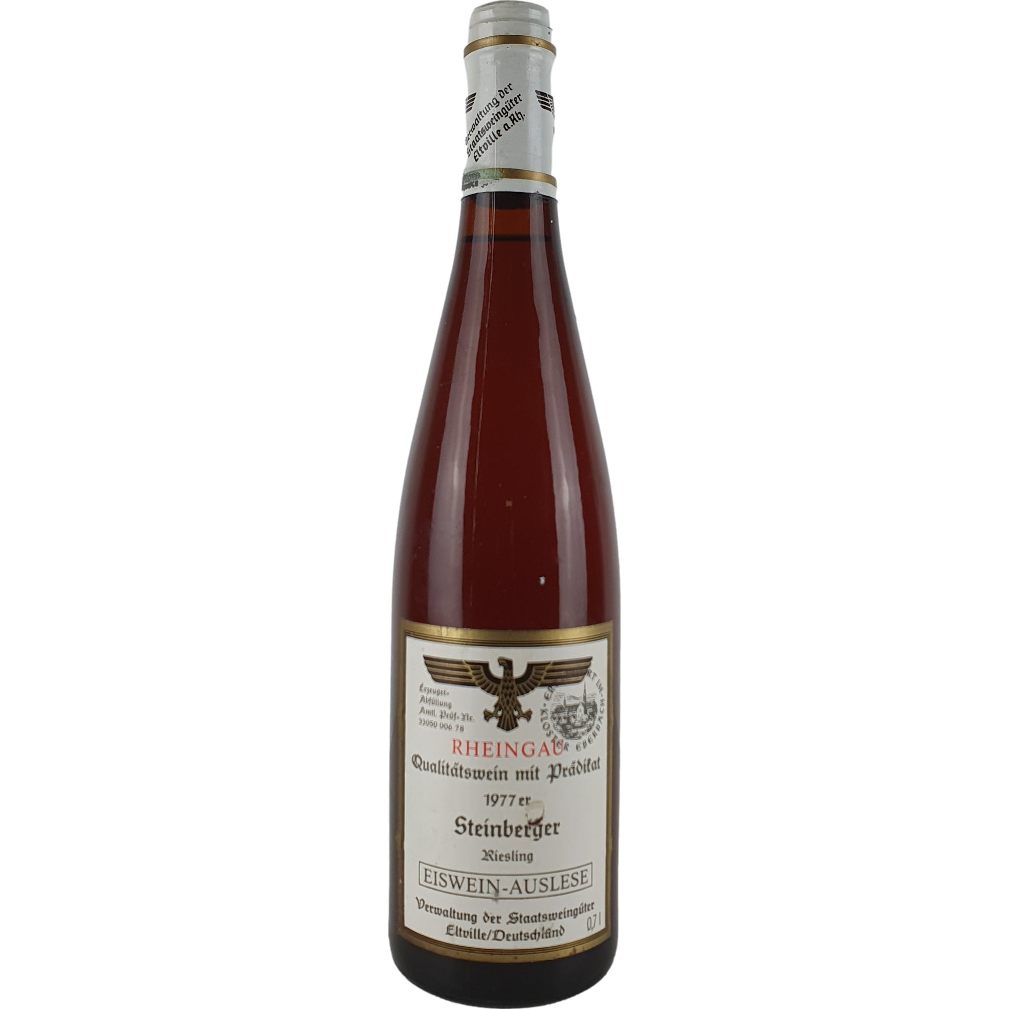 Staatsweingüter Eltville (Kloster Eberbach) - Steinberger Riesling Eiswein-Auslese Versteigerung  1977 - 0,7 l AR000435