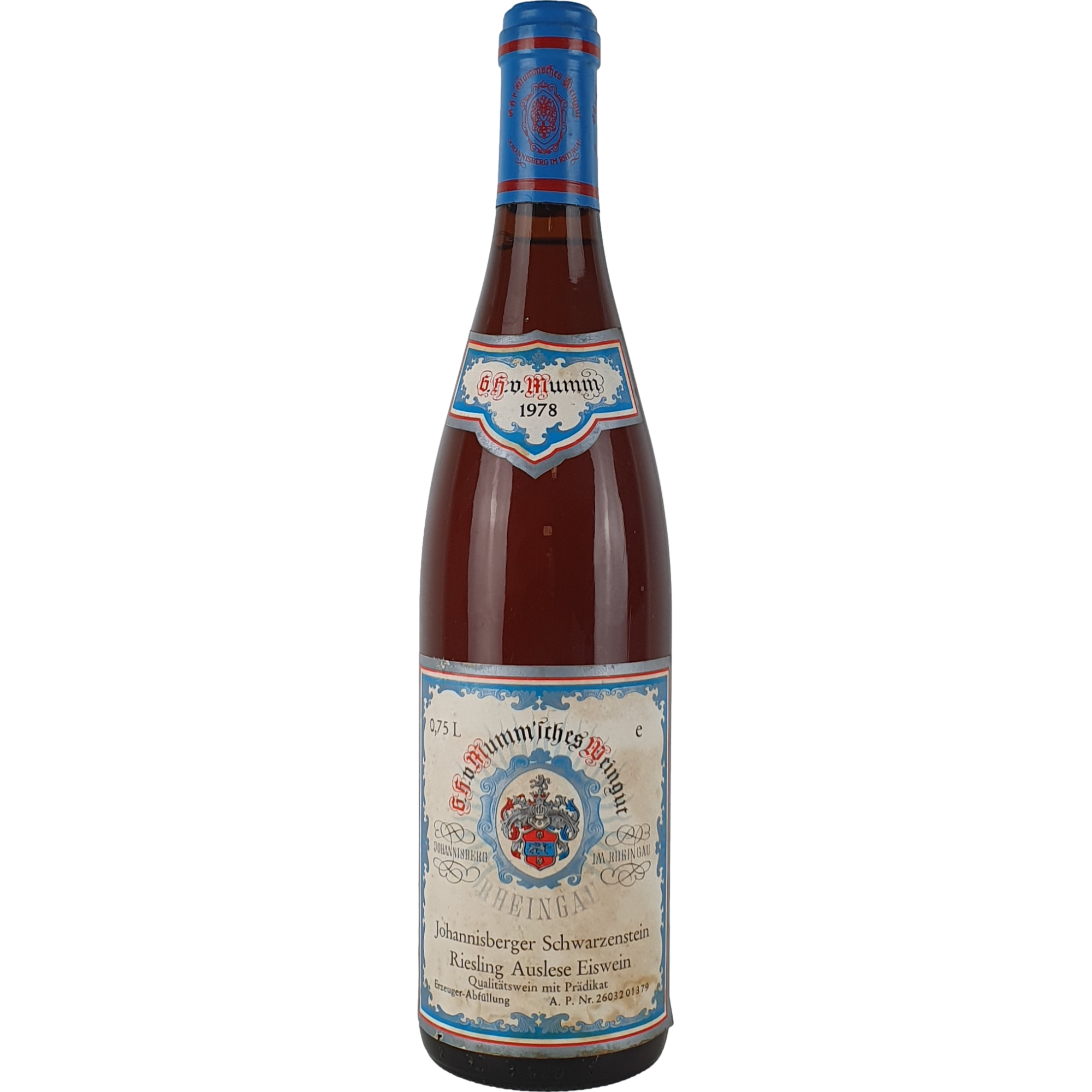 G. H. von Mumm - Johannisberger Schwarzenstein Riesling Eiswein-Auslese   1978 - 0,7 l AR000438
