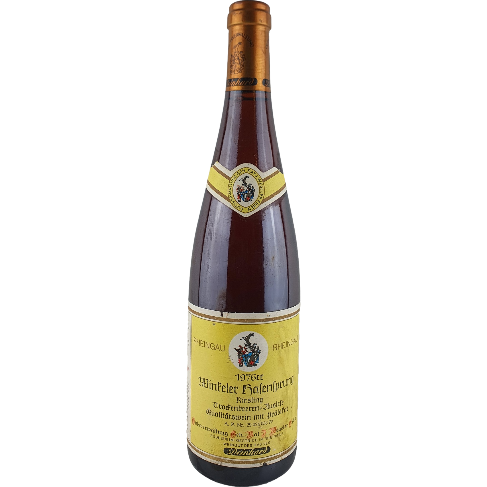Wegeler (Deinhard) - Winkeler Hasensprung Riesling Trockenbeerenauslese   1976 - 0,7 l AR000430