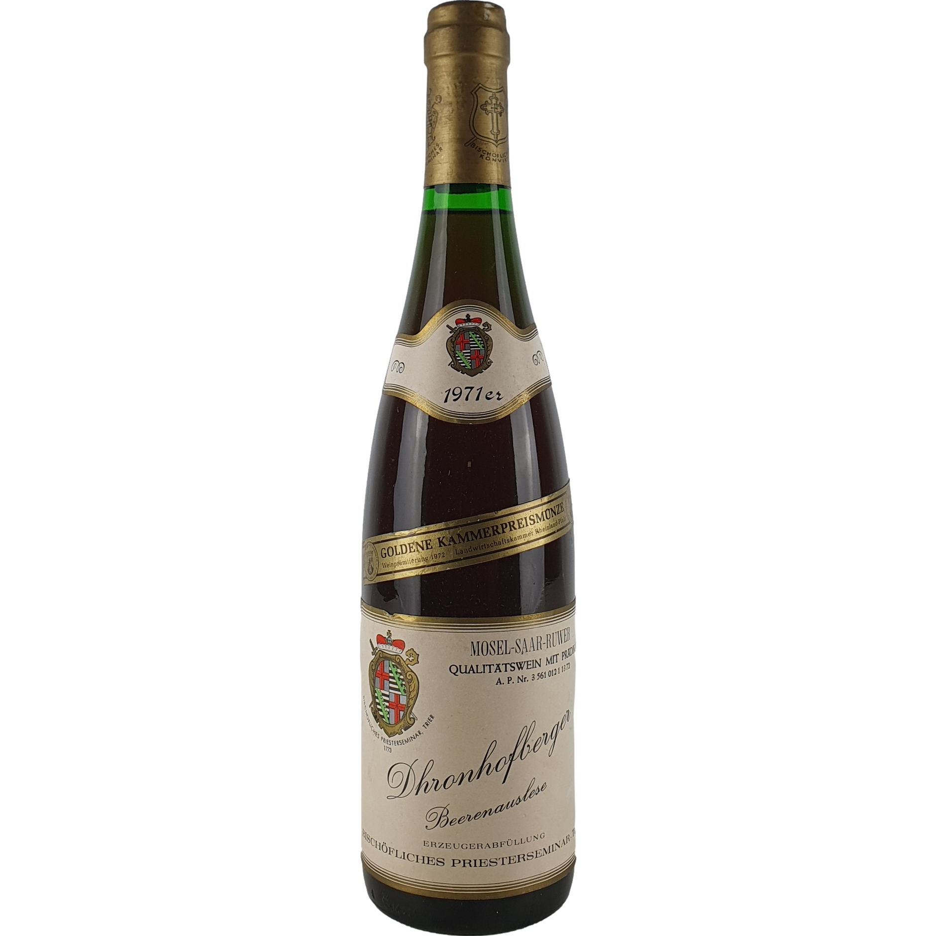 Bischöfliches Priesterseminar - Dhronhofberger Riesling Beerenauslese Goldkapsel  1971 - 0,7 l AR000331
