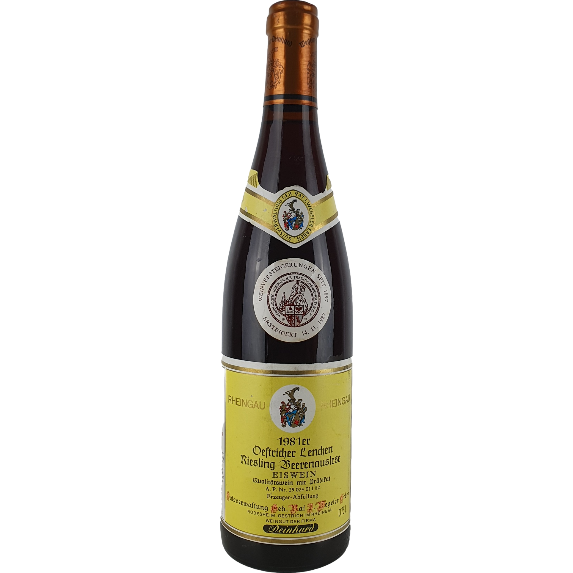 Wegeler - Oestricher Lenchen Riesling Eiswein-Beerenauslese Versteigerung  1981 - 0,75 l AR000453