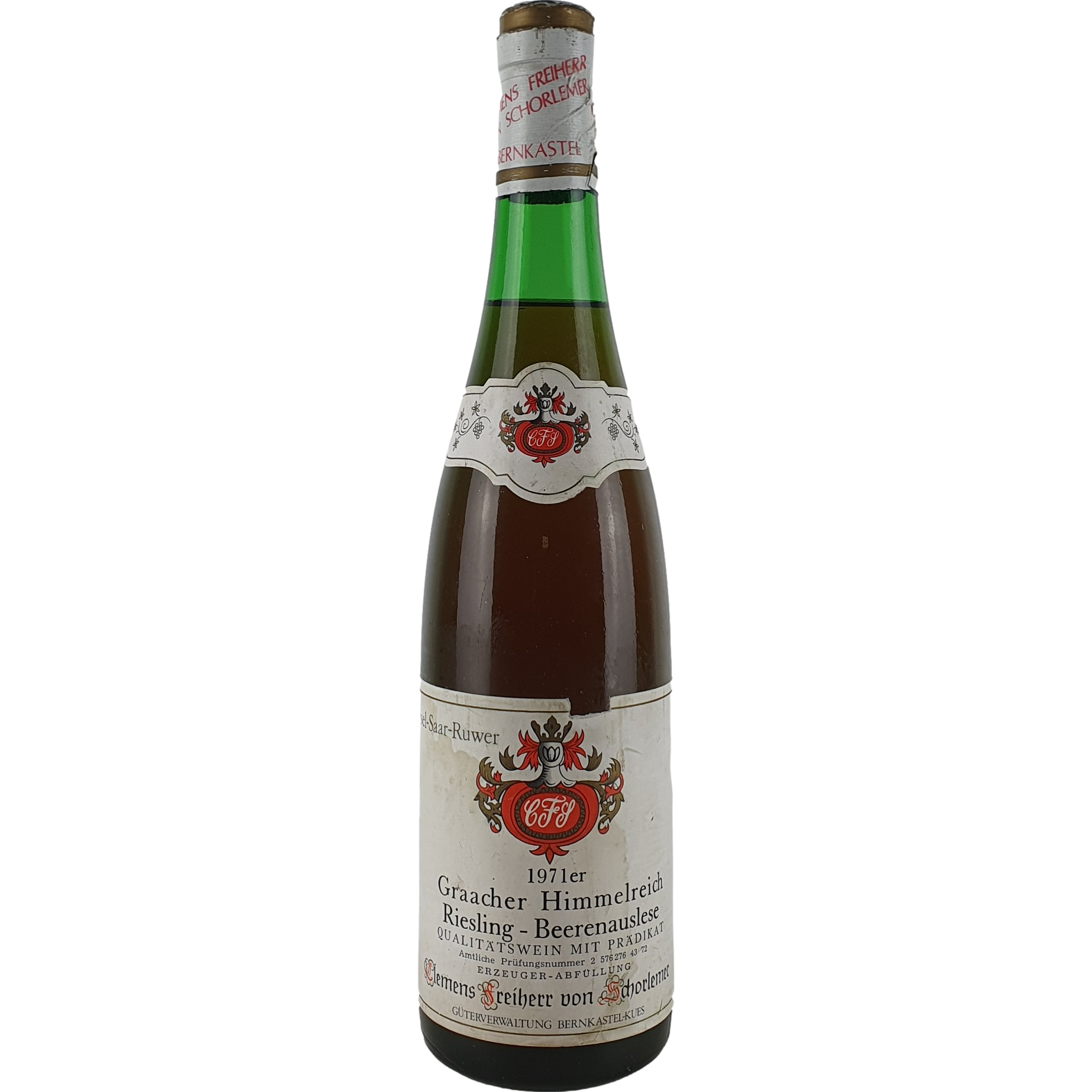 Clemens Freiherr von Schorlemer (Schloss Lieser) - Graacher Himmelreich Riesling Beerenauslese   1971 - 0,7 l AR000332