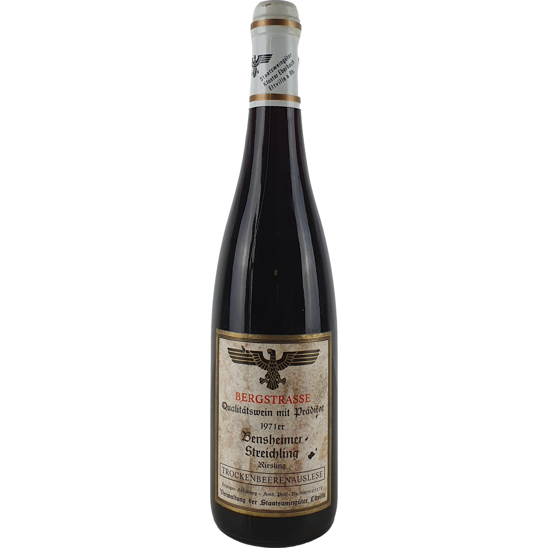Staatsweingüter Eltville (Kloster Eberbach) - Bensheimer Streichling Riesling Trockenbeerenauslese   1971 - 0,7 l AR000357