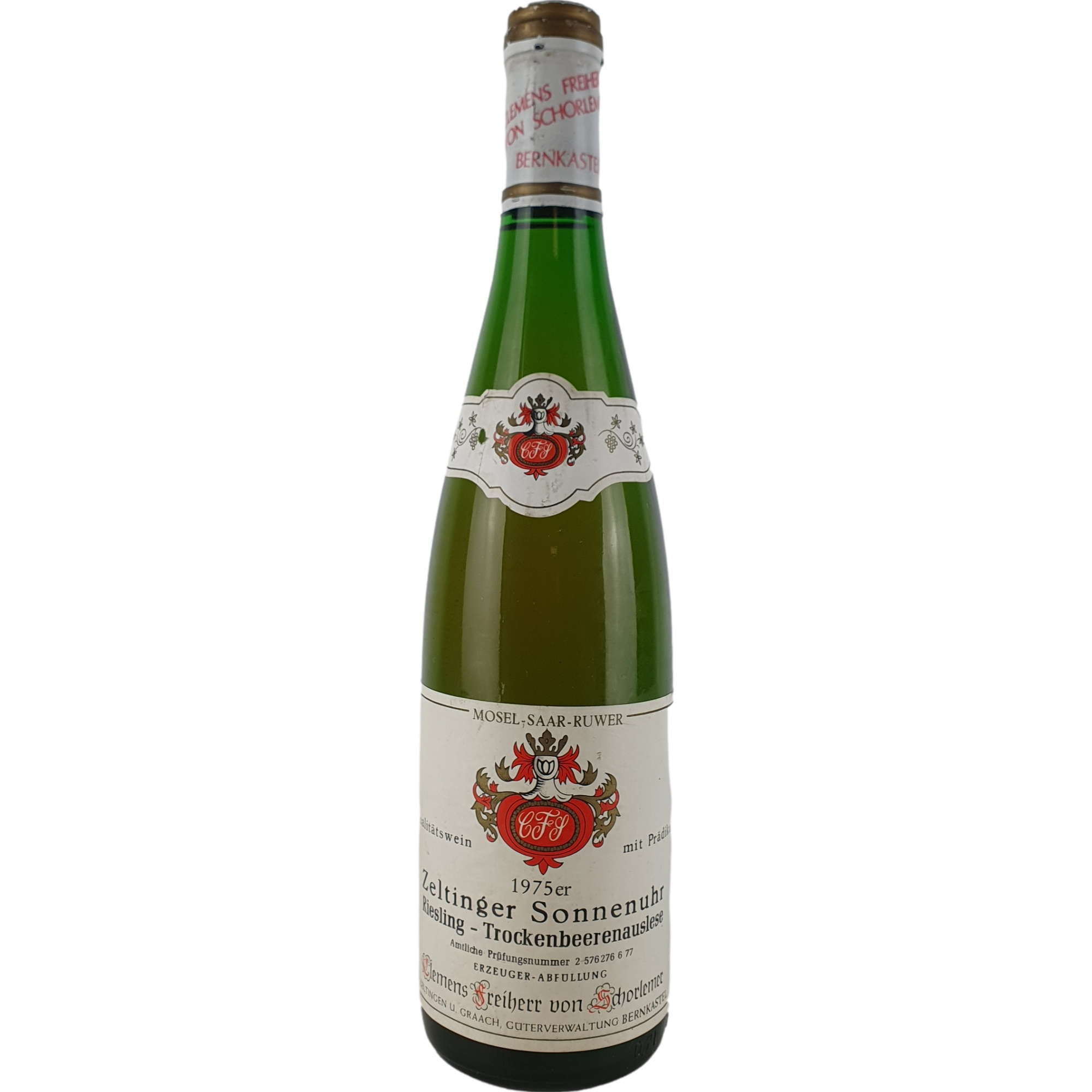 Clemens Freiherr von Schorlemer (Schloss Lieser) - Zeltinger Sonnenuhr Riesling Trockenbeerenauslese   1975 - 0,7 l AR000380