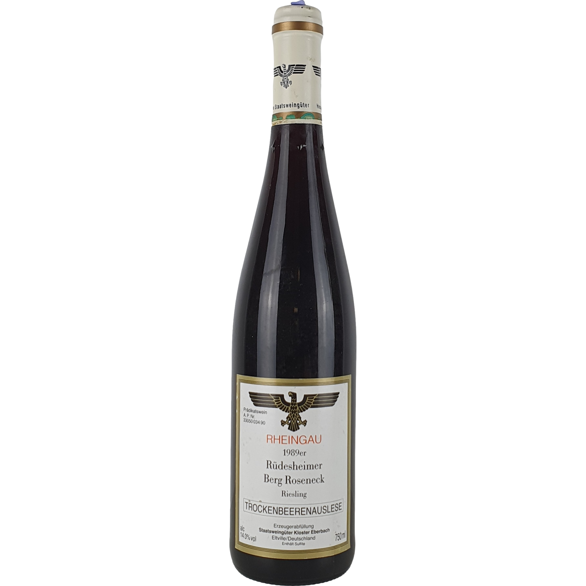 Staatsweingüter Kloster Eberbach - Rüdesheimer Berg Roseneck Riesling Trockenbeerenauslese   1989 - 0,75 l AR000495