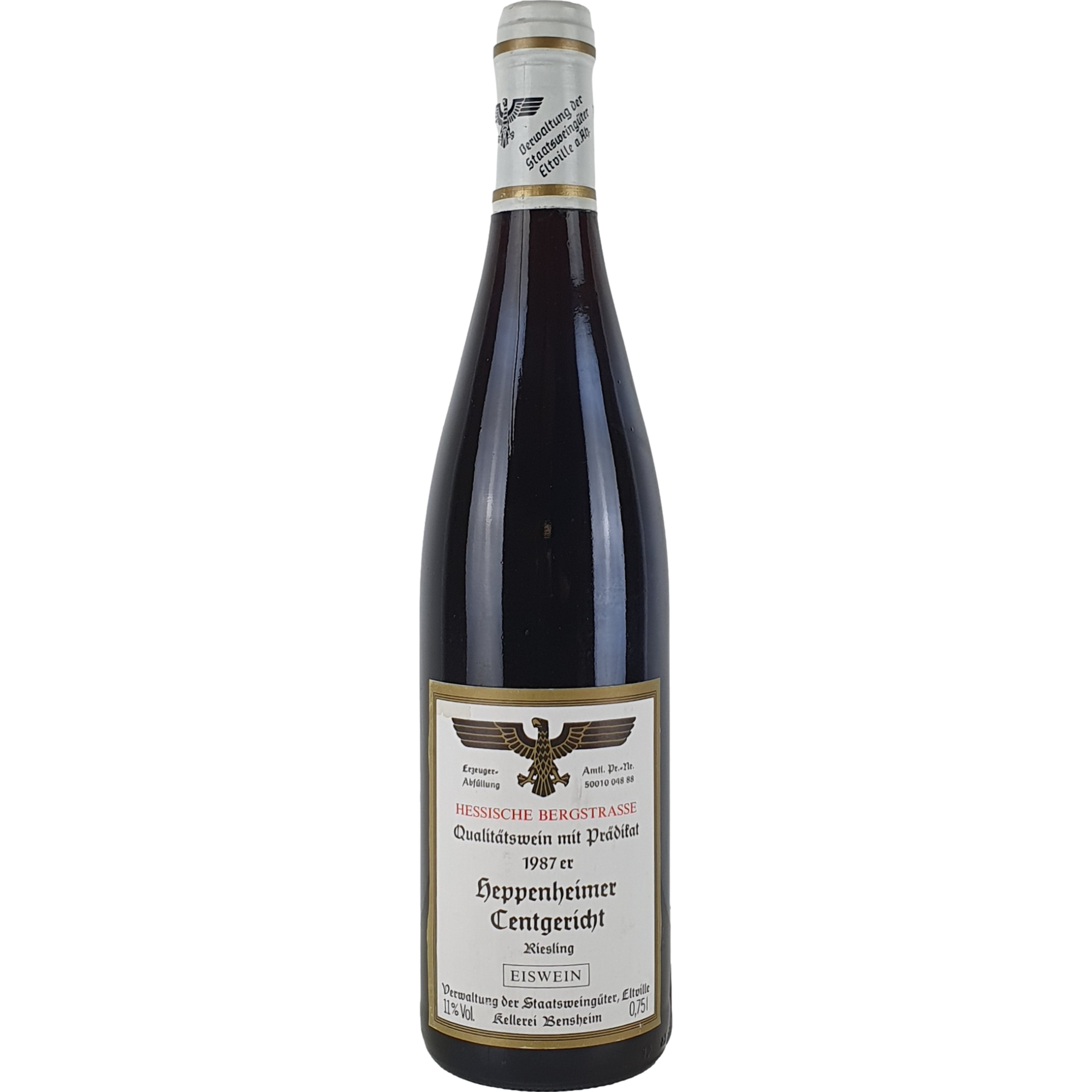 Staatsweingüter Eltville (Kloster Eberbach) - Heppenheimer Centgericht Riesling Eiswein 210° Oechsle  1987 - 0,75 l AR000478