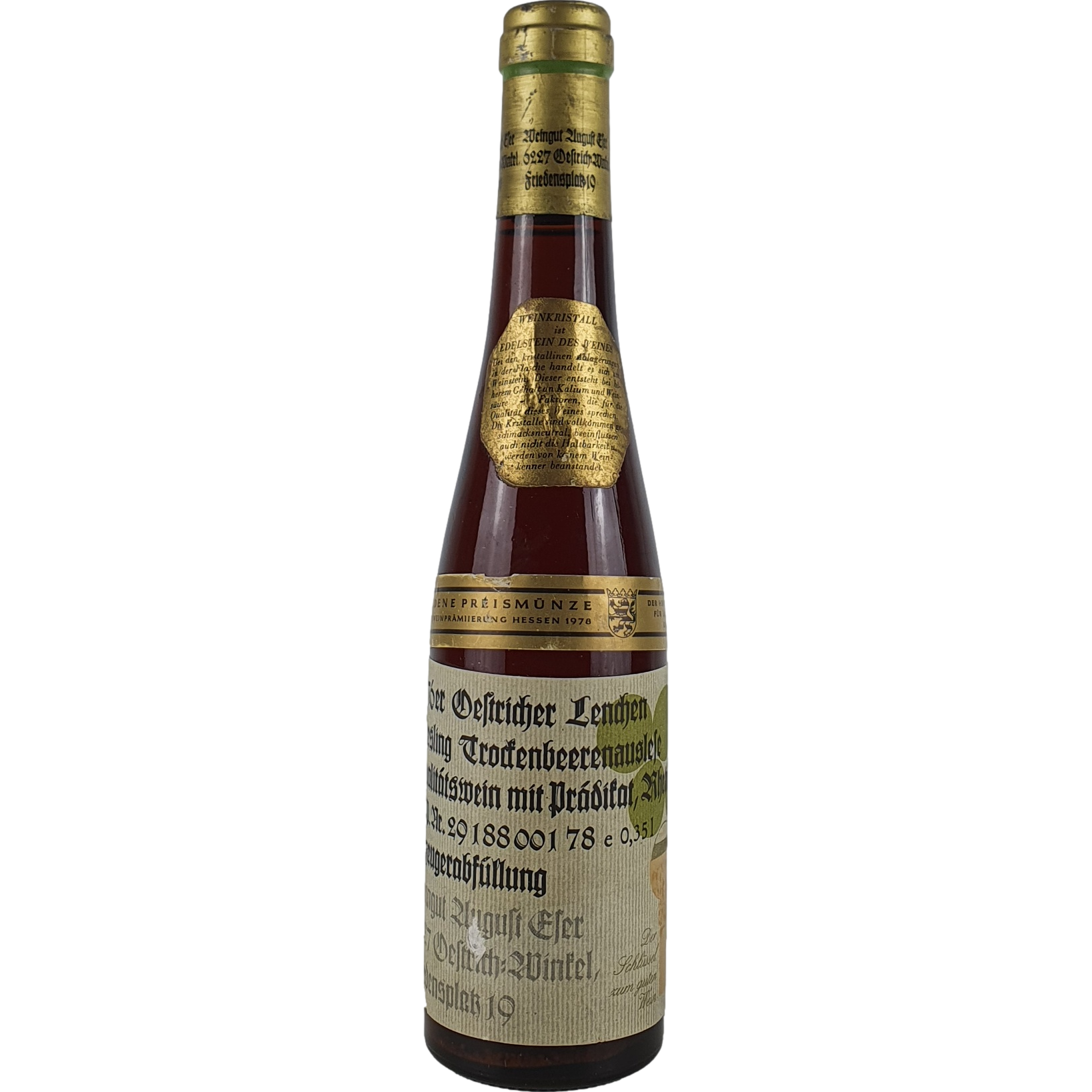 August Eser - Oestricher Lenchen Riesling Trockenbeerenauslese   1976  - 0,35 l AR000848