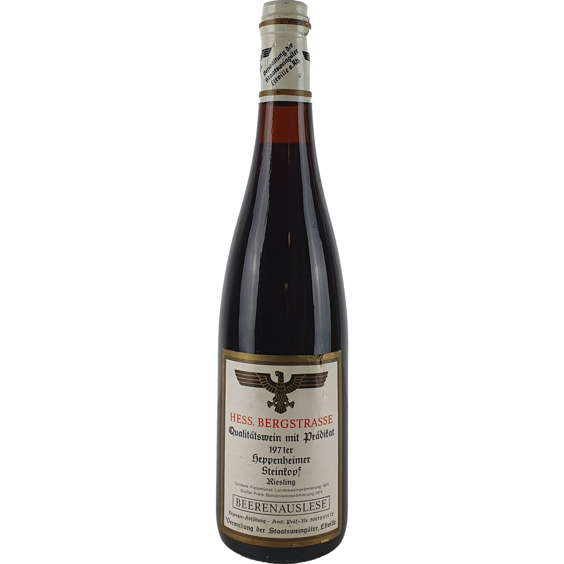 Staatsweingüter Eltville (Kloster Eberbach) - Heppenheimer Steinkopf Riesling Beerenauslese   1971 - 0,7 l AR000358