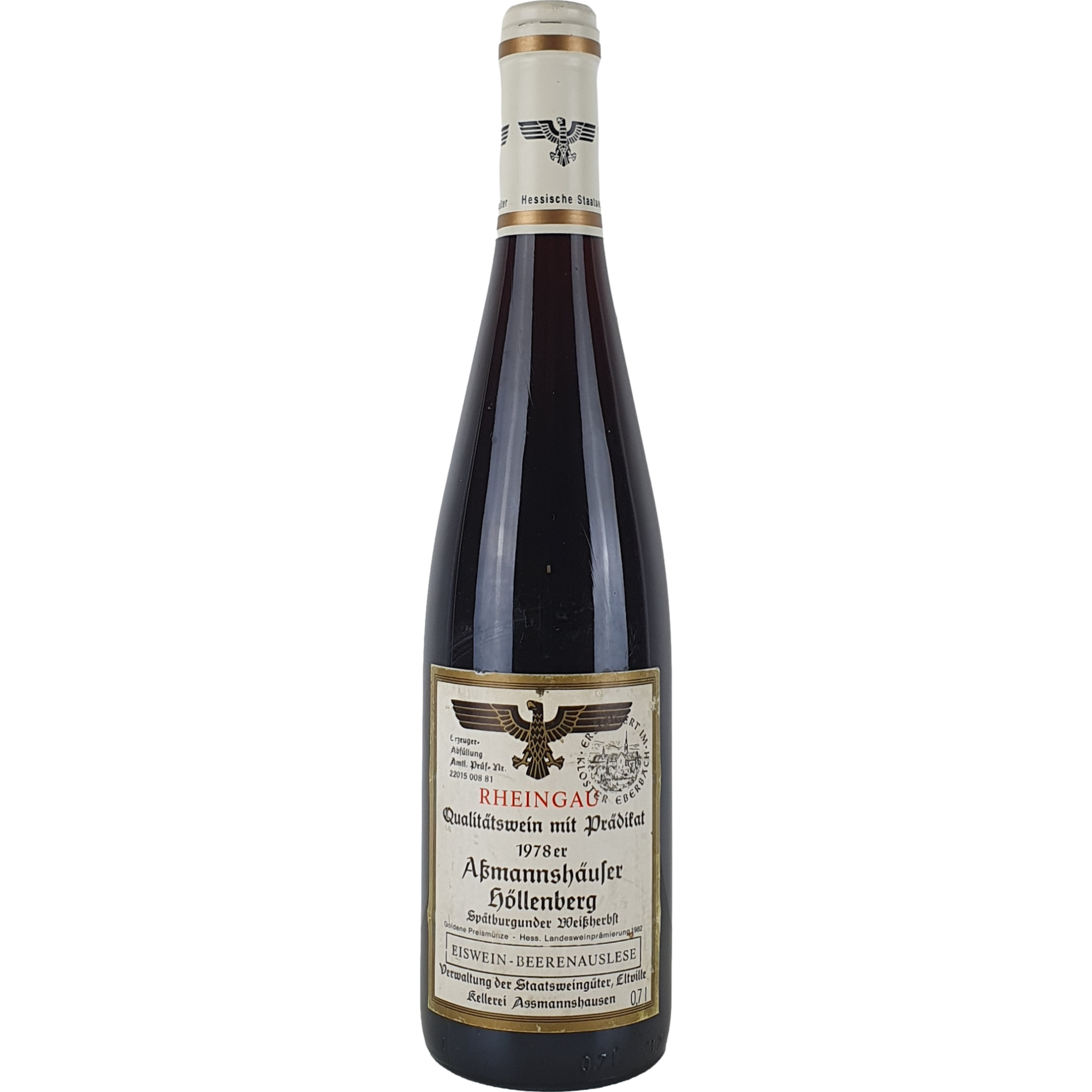 Staatsweingüter Eltville (Kloster Eberbach) - Assmannshäuser Höllenberg Spätburgunder Weißherbst Eiswein-Beerenauslese Versteigerung  1978 - 0,7 l AR000440